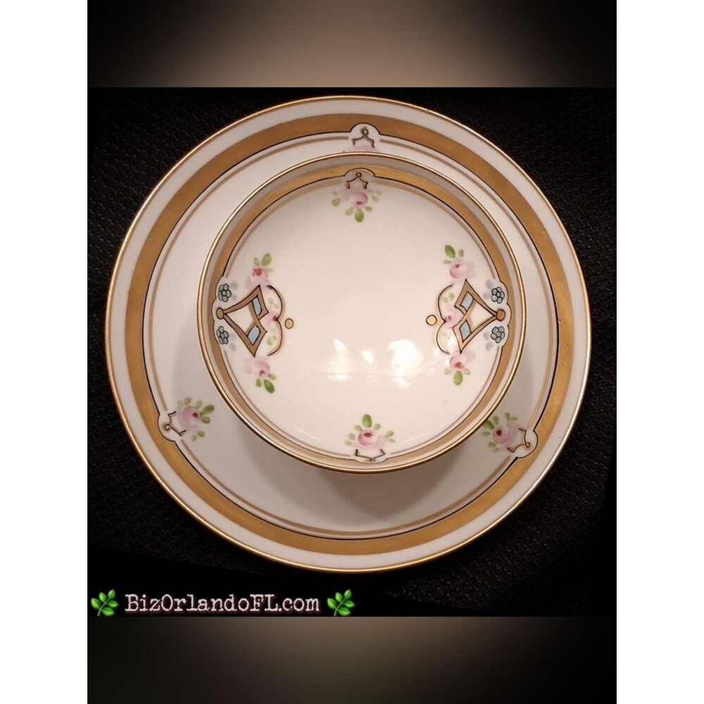 VINTAGE: W.A. Pickard Handpainted Porcelain Pedestal Bowl Attached Underplate